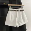 Verão 2026 Novo Estilo Coreano Ins Estilo Hong Kong Retrô Simples Peça de Exterior Cintura Alta Linha A Calças de Perna Larga Shorts Casuais Mulher