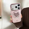 Estojo de telefone Apple 17 de alta qualidade com bolinhas de cor contrastante, suporte magnético para iPhone 18 Pro, 16/15, macio, retrô