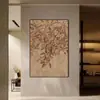Pintura Decorativa para Hall de Entrada com Tema de Caqui Estilo Wabi-Sabi Ano Novo Pintura para Corredor de Hotel Estilo Vintage Feito Sob Medida Estética da Dinastia Song