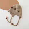 Gorro de Invierno para Bebé Tejido Lindo Estilo Coreano Dulce Floral con Orejeras Gorro Cálido Engrosado para Bebés y Niños Pequeños
