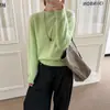 Loja Principal Dan Nong de Xangai / Novo Estilo Outono/Inverno 2026 Malha com Fio Fantasia e Acabamento Pesado Curto Solto Estilo Preguiçoso Gola Redonda