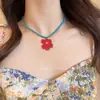 Estilo Vacaciones en la Playa Collar Ajustable de Conchas Marinas Naturales Tejido a Mano con Cuerda Cadena para Clavícula Estilo Dulce