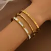 Pulseira de Aço Titânio Ouro Areia Versão Alta Pulseira Ouro Diamante Joias Femininas Moda Elegante Simples Pulseira de Aço Inoxidável Joias