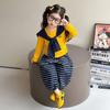Traje de Otoño para Niñas 2025 Nuevo Estilo de Otoño Infantil Suéter de Moda Pantalones de Pierna Ancha Traje para Niñas Niña Bebé