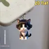 Tapón de Polvo para Teléfono Acrílico con Diseño de Gato Ojos Grandes Planos 2D - Adecuado para Tipo-C y iPhone