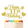 Tarjeta de pastel de cumpleaños transfronteriza número 18 21 30 100 años estrella adorno para pastel de fiesta de cumpleaños