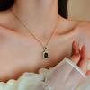 Conjunto Popular de Tiktok Yunyao Joyería Cuadrada con Circonita Microincrustada Colgante de Piedra de Color Acero de Titanio Hip-Hop Collar Pendientes