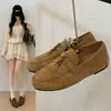 Mocasines para mujer 2026 otoño nuevo versátil estilo británico gamuza cobertura total sin cordones zapatos perezosos para mujer