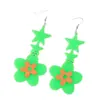 Pendientes Exagerados Europeos y Americanos Color Fluorescente Flor de Acrílico Pendientes de Moda Distintivos Pendientes de Estrella de Cinco Puntas Joyería para Orejas para Mujeres