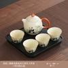 Horno Ru Panda Camping Set de Té Kung Fu Set Pequeño Bolsa de Almacenamiento con Logo Taza de Té de Cerámica Antiescaldante Set de Té Portátil Personalización
