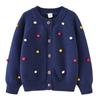 Suéter cárdigan abrigo de punto de algodón para niños y niñas, cuello redondo, tejido a mano con bolas de colores, primavera y otoño, transfronterizo, cárdigan de punto, venta al por mayor