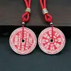 Colgante de moneda Shangui hecho de plata tibetana, colgante de moneda de cinabrio estilo chino vintage, accesorio de collar de hebilla de paz retro