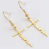 Pendientes de Acero Inoxidable con Cruz de Letra y Corazón Transfronterizos Europeos y Americanos, Pendientes de Moda Minimalistas de Lujo Ligero de Alta Gama