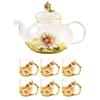 Taza de Té de Flores de Esmalte para Hogar Negocios Taza de Té de Flores Vaso Pequeño de Vidrio Resistente al Calor Separación de Té y Agua Juego de Tazas de Té