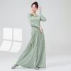 Pantalones de Danza Clásica para Mujer, Nuevo Top de Malla con Escote en V Floral Ajustado, Atuendo de Performance para Danza China, Ropa de Entrenamiento Corporal