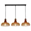 Lámpara Colgante de Restaurante Estilo Vintage Nuevo 2026, Lámpara Colgante de Tres Cabezas Forma de OVNI para Sala de Café, Lámpara de Mesita de Noche para Dormitorio Color Nogal