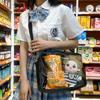 Linda Bolsa Doble de Muñeco de Dibujos Animados Muñeco de Algodón PU Bandolera Bolsa Transparente para Dolor Muñeco de 20 cm Bolsa de Hombro de 15 cm