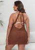 Blusa de biquíni de praia feminina transfronteiriça europeia e americana tamanho grande Sexy Backless tecido saia alça vestido F865