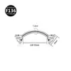 F136 Aleación Doble Cabeza Circonita Incrustada Rosca Interna Barra Curva Stud para Ceja 0.9 Rosca Interna 6-10mm Joyería para Piercing Corporal