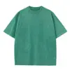 Camiseta Lavada Desgastada Europeia e Americana Shorts Logo Personalizado Retro Manga Curta Ombro a Ombro Algodão Puro Tamanho Grande Colete de Exportação