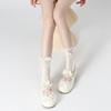 Botas Ainda Algodão Estilo Ballet Meias Conjunto Primavera e Verão Finas Empilháveis Meia Meia Cano Médio Lolita Orelha Cobertura de Perna
