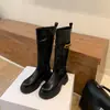 Nueva colección otoño/invierno: Botas de montar largas para mujer, de 5 cm de altura, puntera redonda, suela gruesa, tacón grueso, hebilla metálica, cremallera lateral