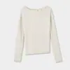 Suéter Acme de Punto Trenzado con Botones Hombro Descubierto para Mujer, Otoño/Invierno Manga Larga Ajustado Suéter Suave 12592