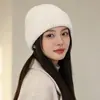 Gorro de Punto Grueso de Color Sólido, Sencillo y Versátil, para Hombres y Mujeres, con Cabeza Grande, para Adelgazar la Cara, Cálido para Otoño e Invierno