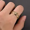 Anillo de Acero Inoxidable con Galvanizado, Joyería al por Mayor, Diseño de Escrituras Caladas, Corte Láser Transfronterizo Europeo y Americano, Escrituras Caladas