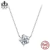 Collar Aiful Día de San Valentín Rosa Moissanita Plata de Ley S925 Brillante Flor Cadena para Clavícula Joyería al por Mayor para Mujeres