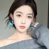 Aretes de Mariposa Azul Grande Frescos y de Cuento de Hadas para Mujer, Aretes de Diseño de Nicho Único, Aretes Versátiles y Aretes Estilo Bosque