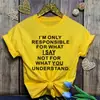 Camiseta Soy Responsable de lo que Digo Texto Transfronterizo Divertido Top Holgado
