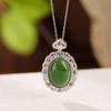 Yilu Plata S925 Plata Esterlina Chapado en Oro Jade Jaspe Hetian Retro Ruyi Colgante Hueco de Fideos de Huevo Lujo Ligero Colgante de Zirconio