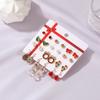 Conjunto de 12 Pares de Brincos de Natal Papai Noel Esmaltados Sino Árvore de Natal Cartão