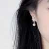 Pendientes de Perla con Flor Rosa Dulces y Elegantes para Mujer, Nuevo Estilo Popular 2026, Accesorios de Oreja Lindos Versátiles de Nicho