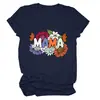 Nueva Moda de Verano Camiseta para Mujer Mama Estampado Floral Elegante Versátil Manga Corta Comercio Exterior
