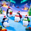 Pinguim de Natal Fofo Paisagem em Miniatura Cena de Neve Decoração Chaveiro Pingente Pinguim Antártico Pequeno Animal