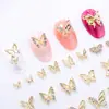 Accesorios de mariposa para decoración de uñas con pedrería, decoraciones de aleación de mariposa lindas tridimensionales para uñas, adornos de mariposa huecos para decoración de uñas
