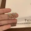 Pendientes de Segunda Mano Estilo Nicho con un Ambiente de Alta Gama y Minimalista, Pequeños y Sencillos, Modernos y Versátiles, Aretes de Gato Full Diamante de Colores