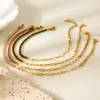 Pulsera de Zirconia Cuadrada Colorida de Lujo Accesible Ins Europea y Americana Cadena de Tenis de Acero Inoxidable Chapada en Oro de 18 Quilates Cadena Cruzada Joyería de Puntada