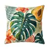 Funda de almohada tropical de lino sintético estilo europeo y americano, funda para cojín de sofá de sala de estar, funda de almohada decorativa estilo étnico