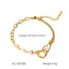 Pulseira de Pérolas de Água Doce com Concha Europeia e Americana de Alto Padrão Pulseira de Corrente Cubana de Aço Inoxidável Dourado 18K Joia de Mão Feminina Que Não Desbota