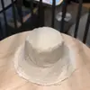 Sombrero de Pescador de Ala Ancha Lavado de Verano Vacaciones Cordón Deshilachado Protección Solar Sombrero de Sol para Mujer Tela de Mezclilla Sombrero de Cubo Plegable