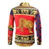 Camisa de Manga Larga para Hombre con Forro Largo 2021 Nueva Comercio Exterior Transfronterizo Moda Juvenil Europea y Americana Estilo Familiar Famoso Camisa de Solapa Estampada para Hombre