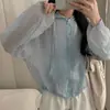 Camisa chic para mujer estilo coreano con capucha de lunares protección solar para mujer