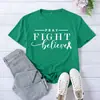 Camiseta de Manga Corta Impresa Amazon Source Pray Fight Believe para Mujer Casual de Verano Holgada y Versátil