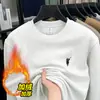 Moletom Masculino Bordado Pesado Transfronteiriço 550g com Veludo e Gola Redonda Acolchoada Casual para Usar por Baixo Manga Longa Quente para Homens