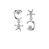 Corea del Sur Pendientes Elegantes de Estrella para Mujer Estilo Coreano Borla Estrella de Cinco Puntas Luna Asimétricos Joyería de Circonita