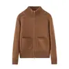 Nuevo Estilo Otoño e Invierno Cárdigan de Punto 100% Cachemira Pura Moda Ropa de Trabajo Versátil Color Sólido Manga Larga Cremallera Cálido Mujer