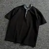 Camiseta Xadrez Patchwork Manga Curta Estilo Americano Falso Duas Peças Direto da Fábrica para Homens e Mulheres Verão Nova Marca Tendência Versátil Solta